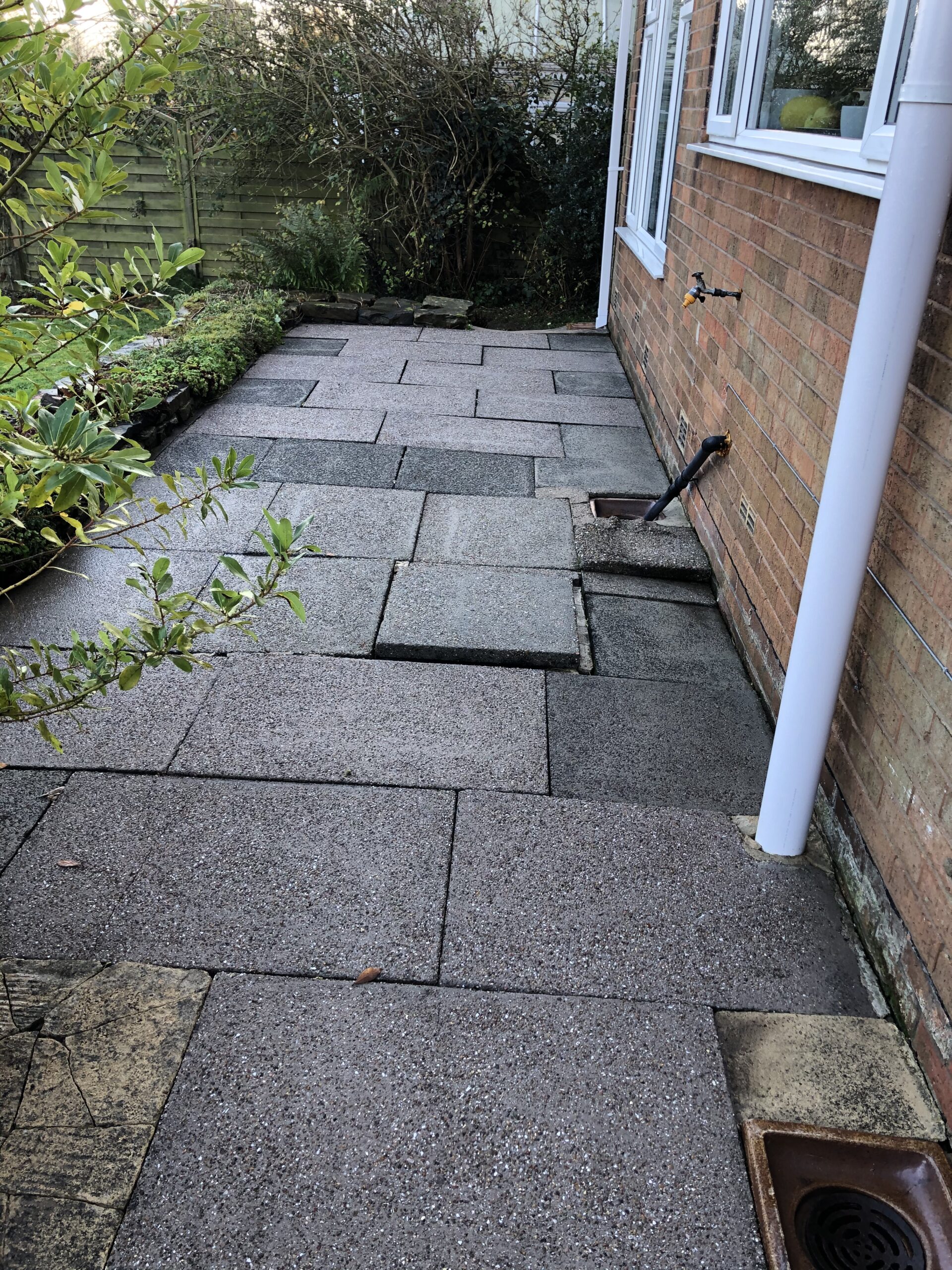 Patio pressure washing after cleaning